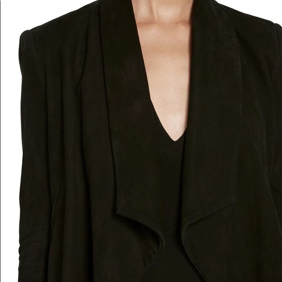 NWT $898 Alice + Olivia Harvey Suede Leather Open Front Jacket Coat - Picture 8 of 9